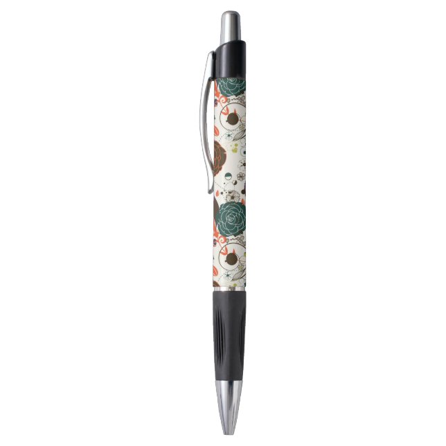 Caneta Teste padrão floral retro 2 (Topo (Vertical))