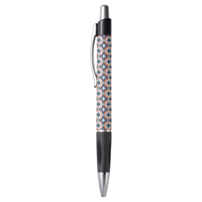 Caneta Teste padrão geométrico azul & coral (Topo (Vertical))