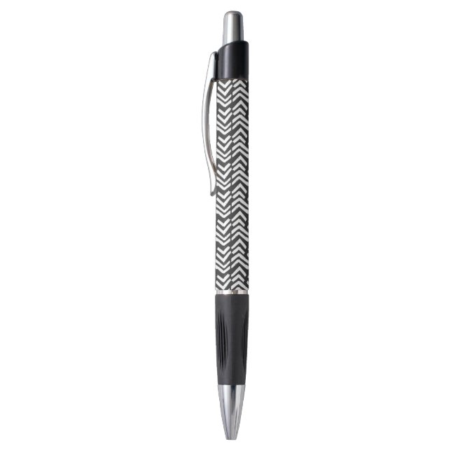 Caneta Teste padrão tirado de Chevron da mão preta (Topo (Vertical))