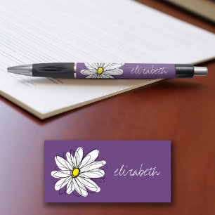 Caneta Texto Personalizado da Margarida Esbranquiçada e