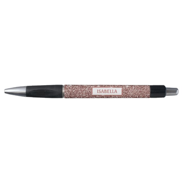 Caneta Textura de Brilho em Falso Dourado Rosa e Nome Per (Frente)
