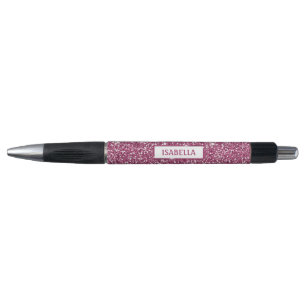 Caneta Textura de Brilho Rosa Falso com Nome Personalizad