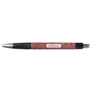 Caneta Textura de Brilho Vermelho Falso com Nome Personal