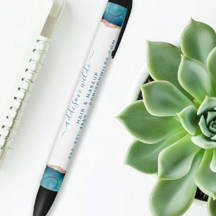 Caneta Tinta Preta Negócios Aquarela Verde Azul e
