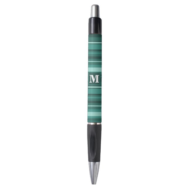 Caneta Tiras de teal monograma (Frente Vertical)