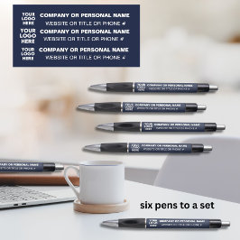 Caneta Título do logotipo de lado azul comercial com nome