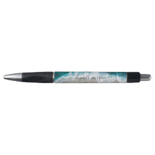Caneta Trendy Elegant Script Beach Green Name