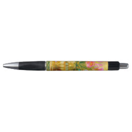 Caneta Tulipas Rosa Vibrante em Vaso Dourado