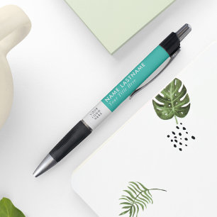 Caneta Turquesa Fresca Moderno Simples Logotipo Personali