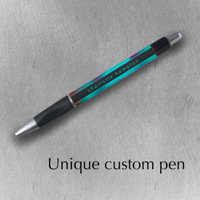 Caneta Turquesa Moderno Única Descolada Personalizada (Add your name to this original colorful pen. Personalize this modern promotional pen.
)