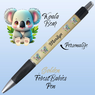 Caneta Urso Koala, Dourado Colorido, Animal De Floresta B