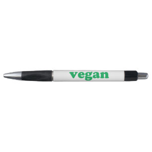 Caneta "Vegan", letras verdes, fundo branco