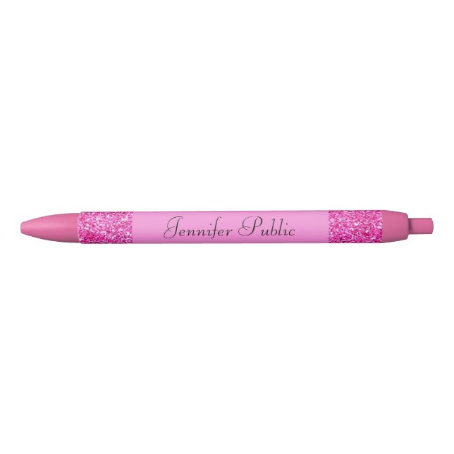Caneta Vermelha Glitter Rosa Personalizado Modelo Girly Personaliz (Frente)