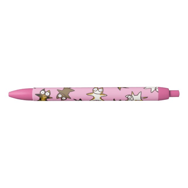 Caneta Vermelha Lotes do rosa dos gatos (Frente)