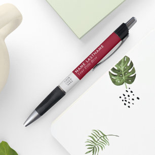 Caneta Vermelho Borgonha Elegante Logotipo Personalizado