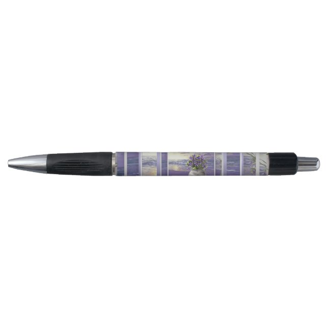Caneta violetas em vidro luar (Frente)