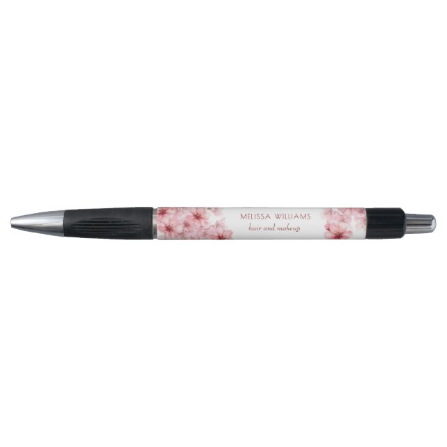 Caneta Watercolor Cherry Blossoms Pink Floral (Frente)