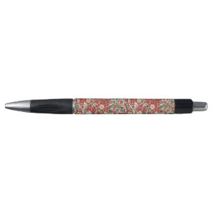Caneta William Morris Algas Flor Antiga Vermelho Verde