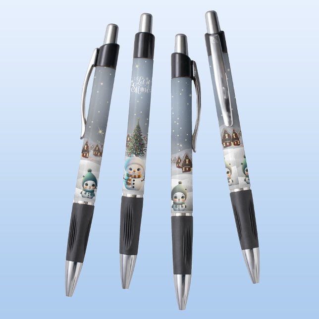 Caneta Wonderland de inverno, Mulher de Neve, Que neve ⛄️ (Cute Snowman, Let it Snow Village, Christmas Tree Snowy Winter Lover Scene ForestBabies Pen ⛄️❄️🎄🎁)