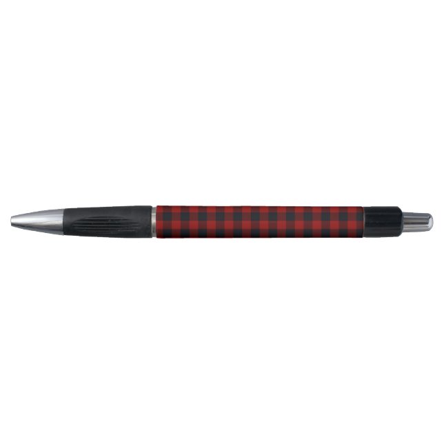 Caneta Xadrez de Búfalo Vermelho e Preto (Frente)