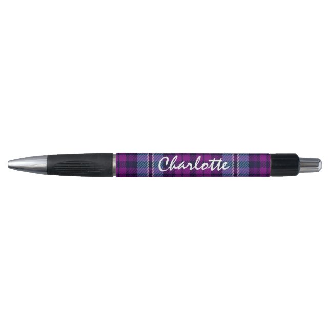 Caneta Xadrez Escocesa de Tartan Purple Blue Personalizad (Frente)