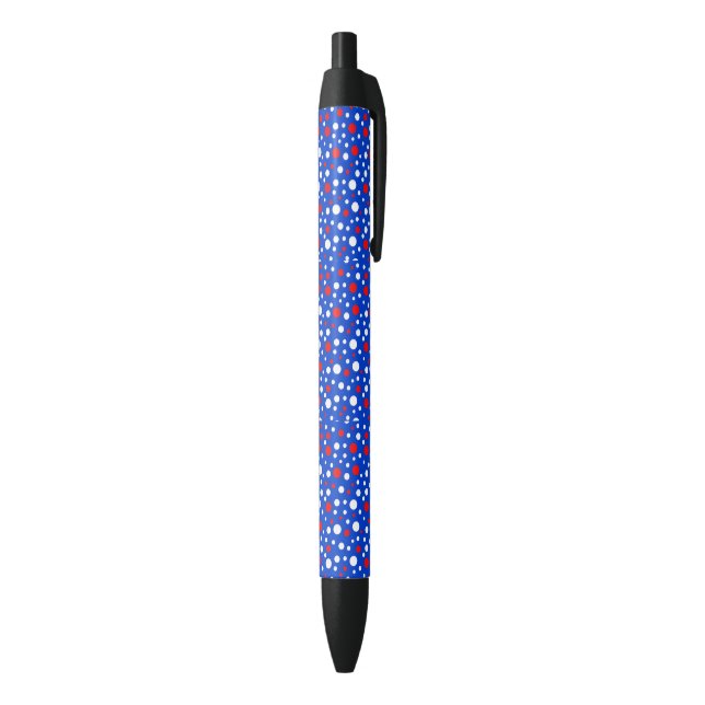 Canetas de Tinta Azul com Desenho de Bolas Vermelh (parte de inferior (Vertical))