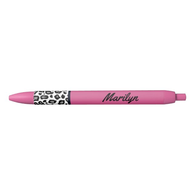 Canetas Escritas com Impressão de Leopardo Rosa Pr (Frente)