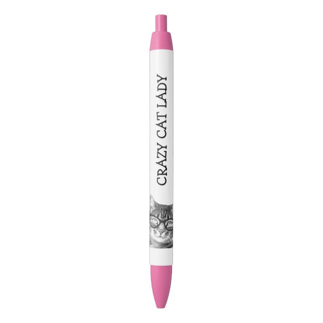 Canetas personalizadas com gato engraçado usando ó (Frente Vertical)