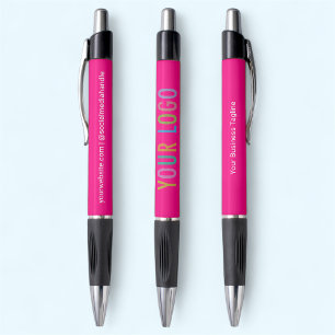 Canetas Rosa Vibrante Logotipo Comercial Impresso