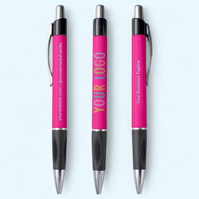 Canetas Rosa Vibrante Logotipo Comercial Impresso  (MISOOK Hot Pink Pens with Logo)