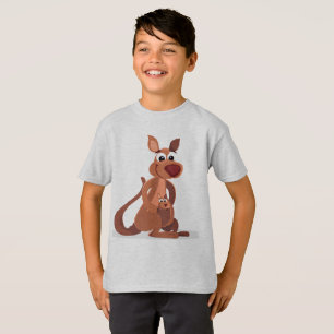 Canguru animado bonito com camiseta bebê