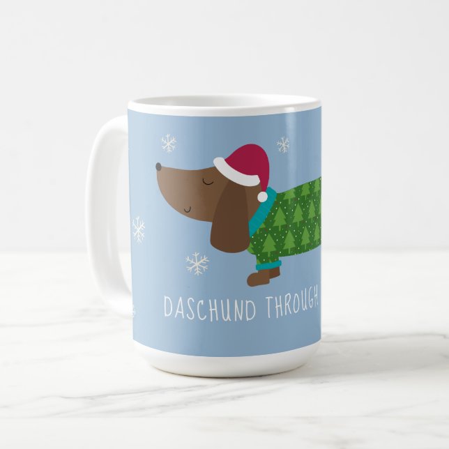 Caniche Através Da Neve Ilustrado  Caneca de Café (Frente Esquerda)