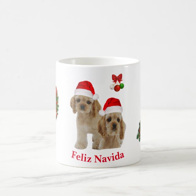 Caniche spaniel  caneca de café de Natal (Centro)