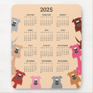 Caninos Coloridos 2025 Calendar Mousepad