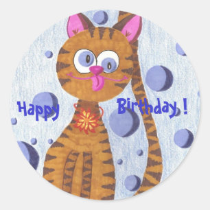 Cannelle o gato feliz, aniversário! etiquetas