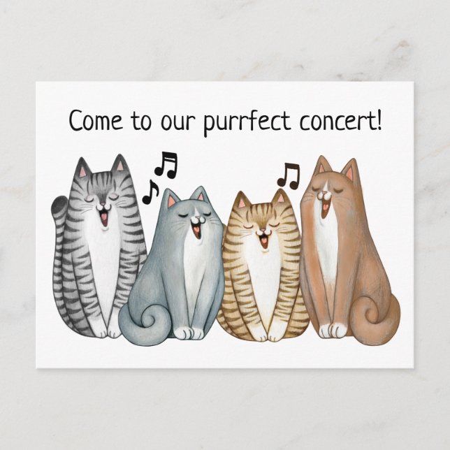 Cantando Cat Quartet Concert Convite Personalizar (Frente)