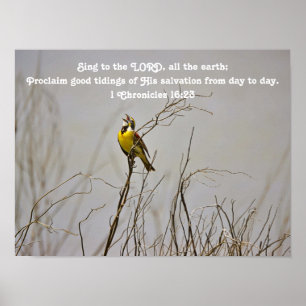 Cantando Poster de Escritura de Bíblia de Pássaro