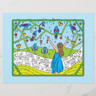 Cante Como A Pássaros Sing_Flat Paper Sheet 11"x8