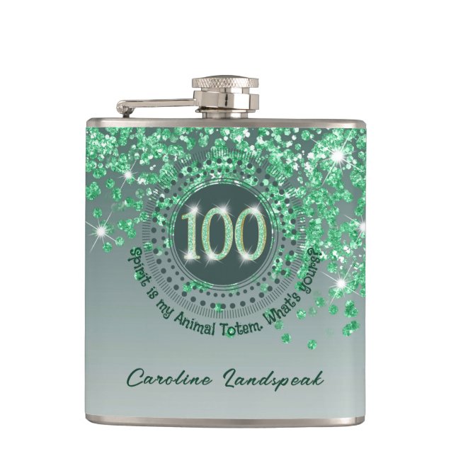 Cantil 100º e Glitter Verde e Citação de Bebendos (Frente)