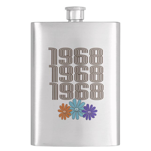 Cantil 1968 Hippie Peace Sign Flowers Orange Aqua Purple (Frente)