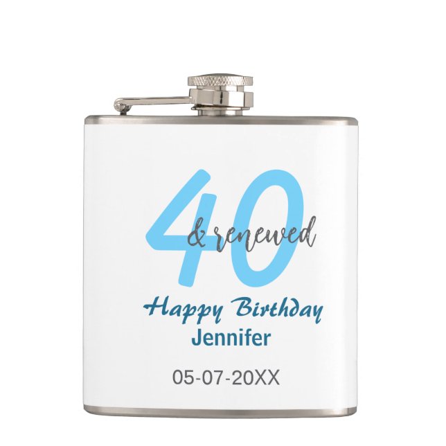Cantil 40th & renewed birthday name date blue bold number (Frente)