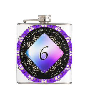 Cantil 6 Casamento Aniversário Vinyl Wrapped Flask