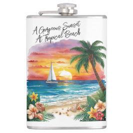 Cantil A Gorgeous Sunset At Tropical Beach, Vacation,