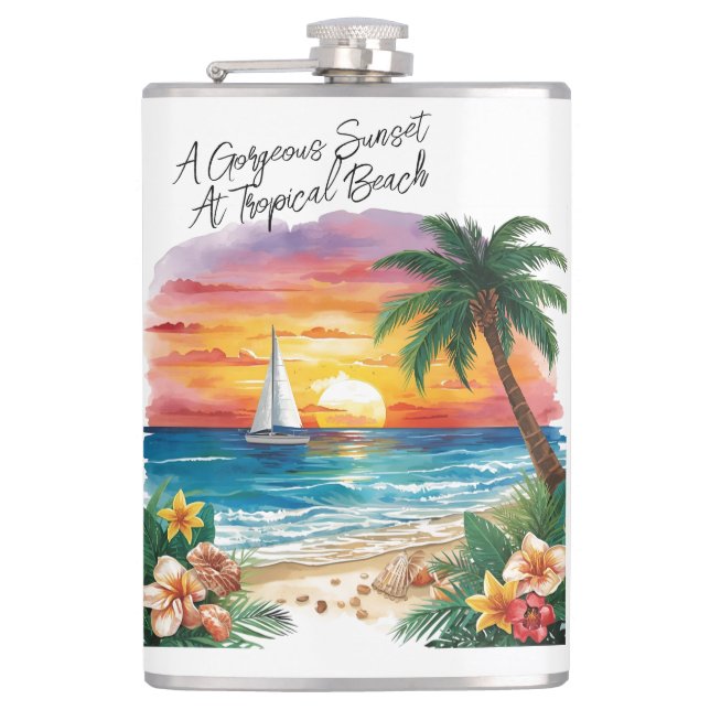 Cantil A Gorgeous Sunset At Tropical Beach, Vacation, (Frente)