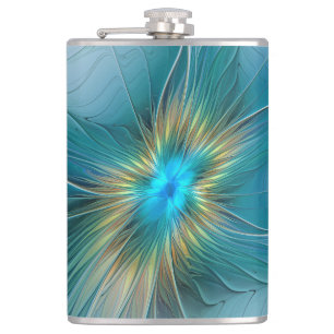 Cantil A pequena Beleza Flor Fractal Azul Dourado Moderna