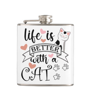 Cantil A vida é melhor com um slogan de citação do Cat