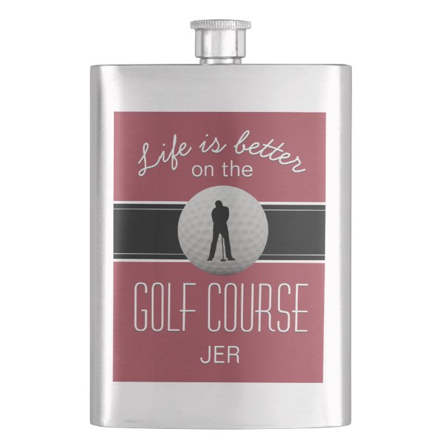 Cantil A Vida é Melhor Cota de Golfe Monograma Vermelho E (Frente)