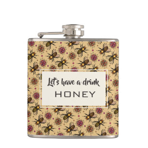 Cantil Abelhas de mel e flores que desenham uma arte colo