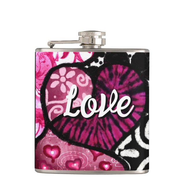 Cantil Abstrato Love Heart Pink Floral Bolinhas Pretas (Frente)