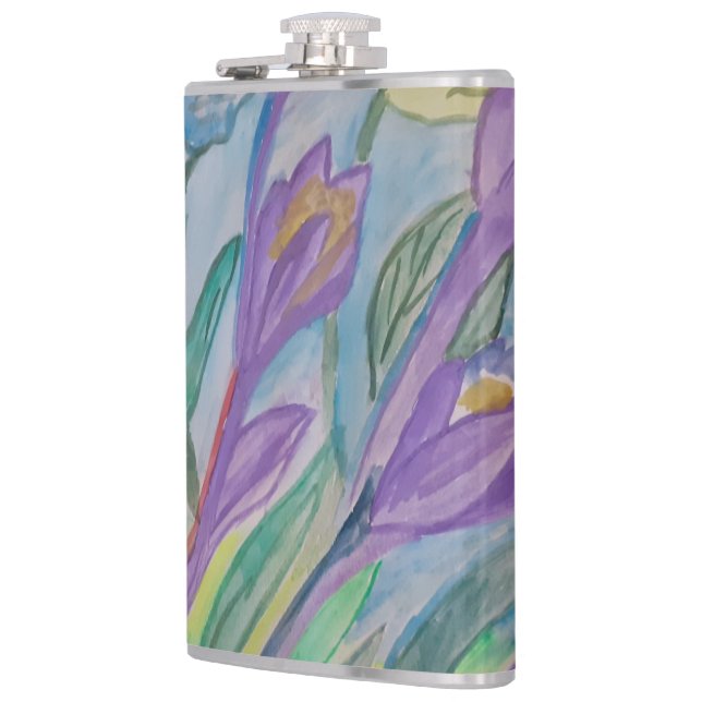 Cantil Abstrato Primavera Crocus Vinyl Wrapper Flask (Esquerda)